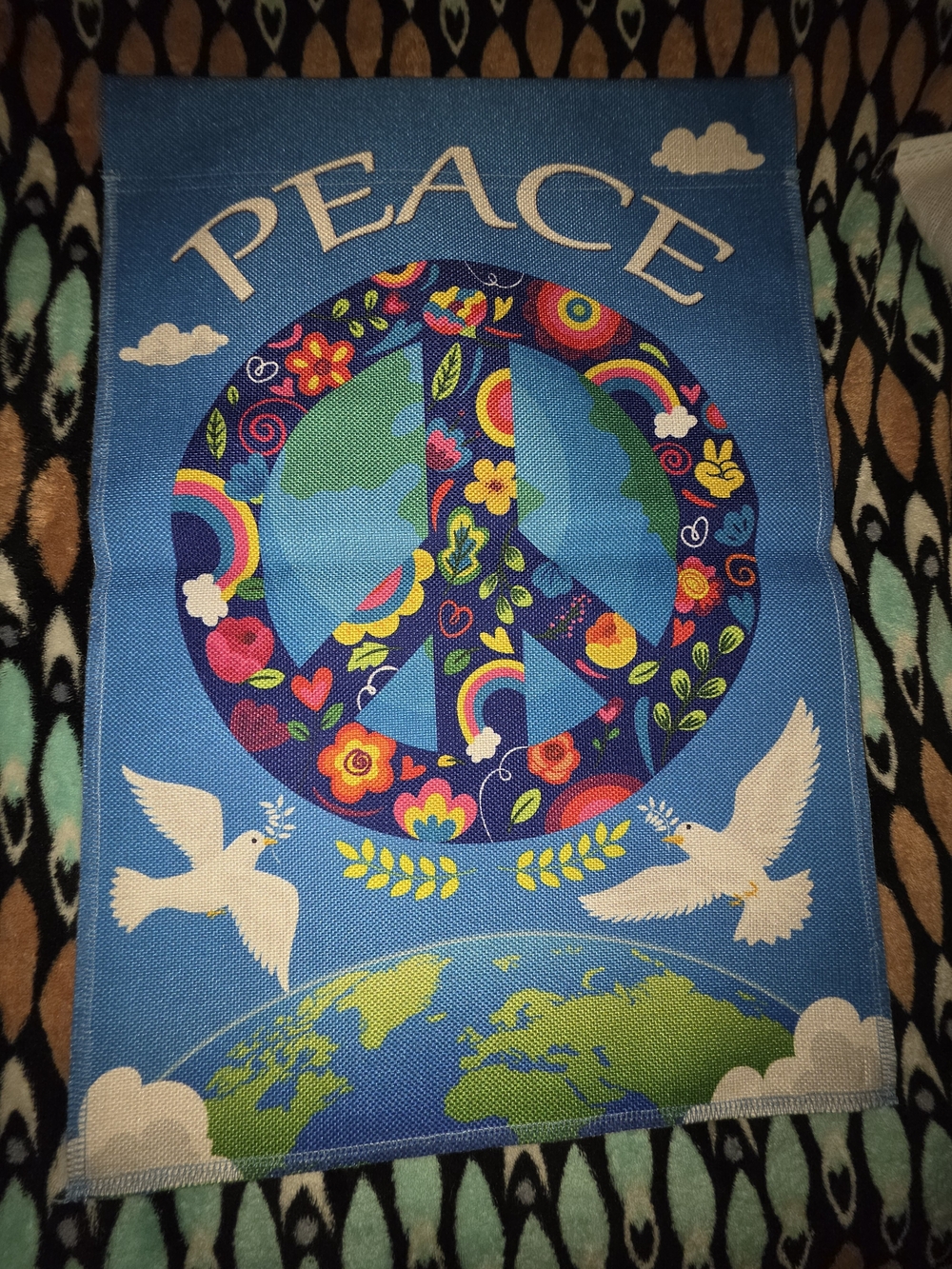 Peace Sign Yard Flag - Blue, Multicolor